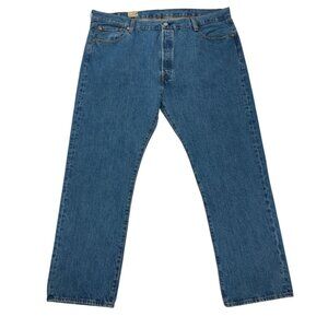 Levis 501 Original Fit Button-Fly Blue Jeans Mens W44 L32 Cotton Denim Classic.